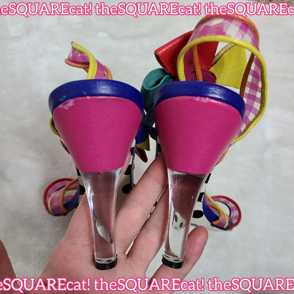 Betseyville π Rainbow jem flowers clear gingham straps lucite high heels y2k π - Picture 4 of 14